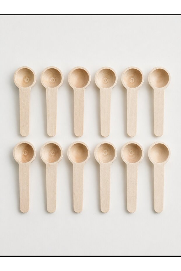 12 Pieces Bamboo Mini Spice Spoons Bamboo 7.5 cm