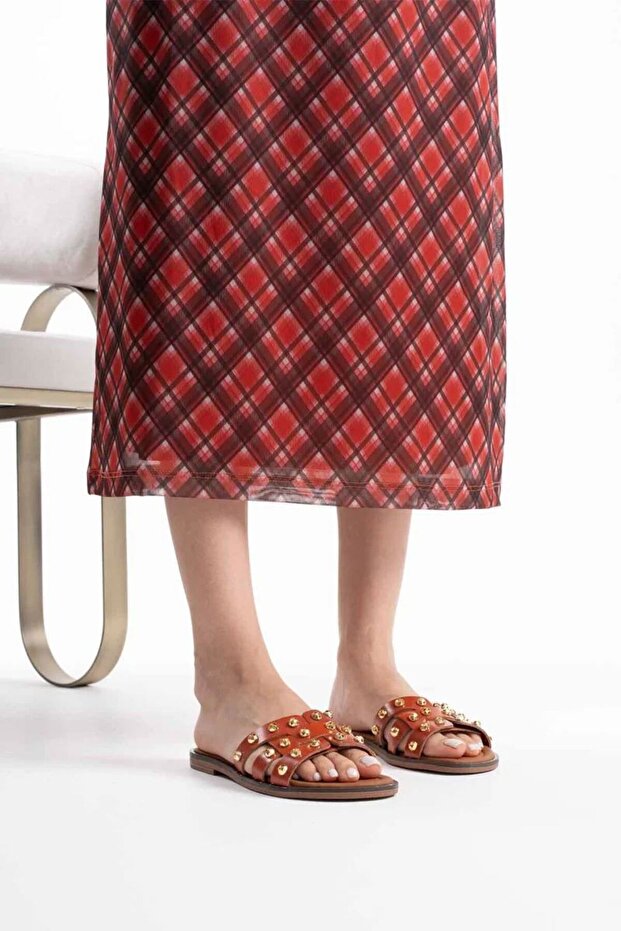 Tile Genuine Leather Slippers Tr31My68G