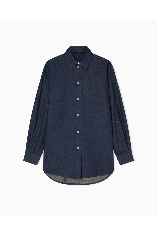 Women's Breathable Lightweight Fabric Relaxed Fit Long Sleeve Navy Blue Shirt
