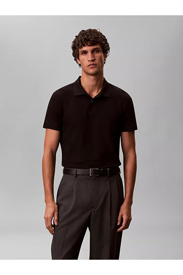 Men's Ss Slim Refined Pique Polo - Black