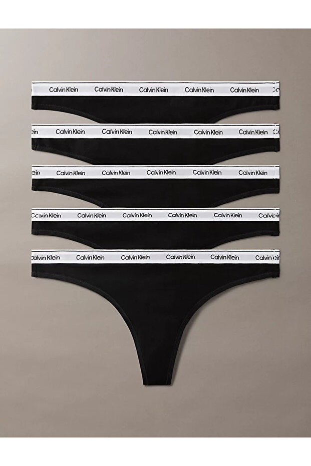 Women's Logo Signed Elastic Waistband Cotton Five-Pack Black Panties