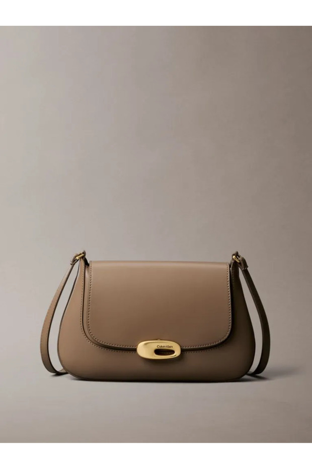 Women's Adjustable Cross Strap Leather Brown Shoulder Bag with Metal Buckle