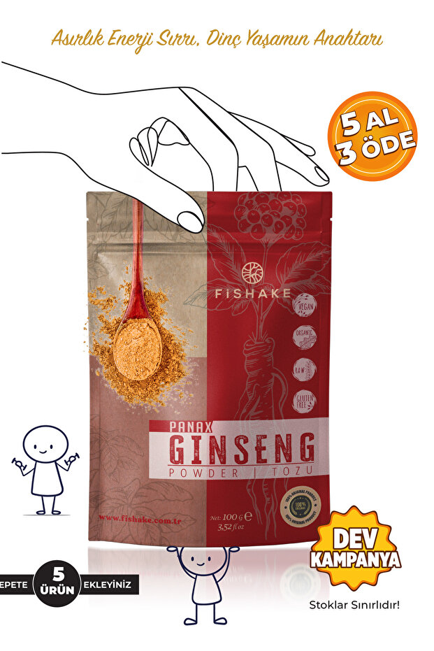 FiShake Panax Ginseng Tozu %100 Saf 100 Gr