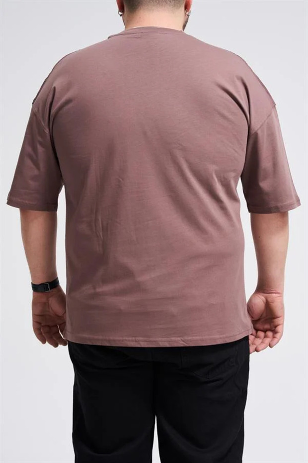 Men's Plus Size Basic Damson T-Shirt - 3