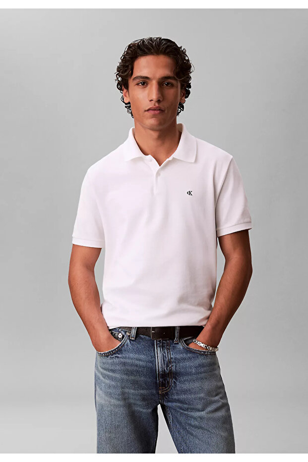 Men's Ss Monogram Pique Polo Collar T-Shirt