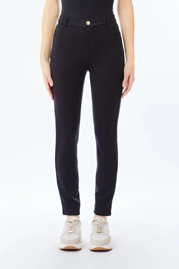 Women's Slim Fit Straight Leg Black Trousers