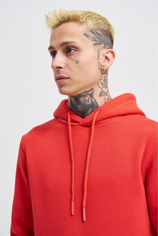 Erkek Regular Basıc Ice Red Hoodıe - 3