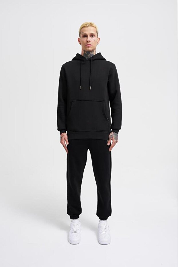 Erkek Regular Basıc Black Hoodıe - 5