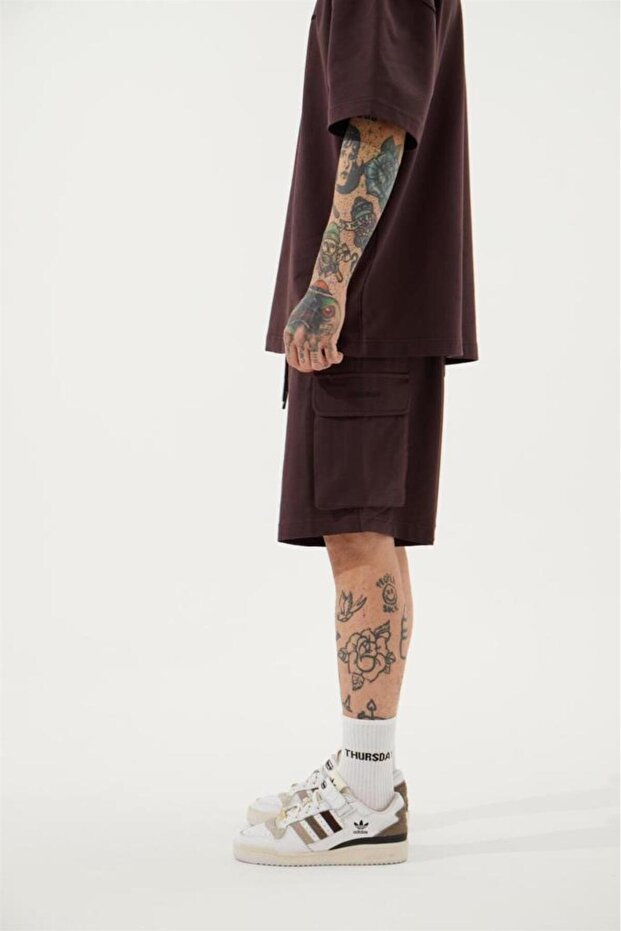 Men's Cargo Basic Oversize Shorts Brown - 2