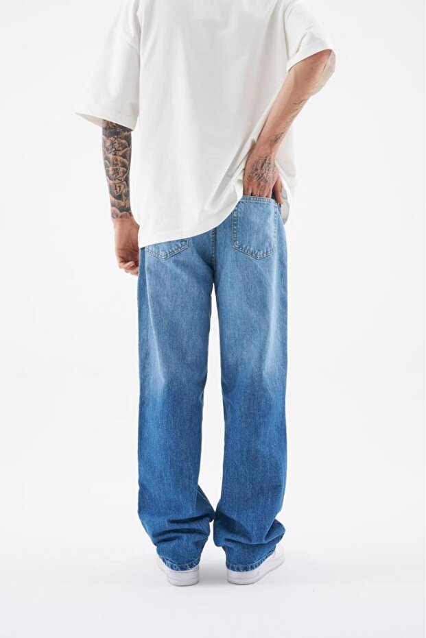 Erkek Ethnical Patterned Jean Mavi - 4