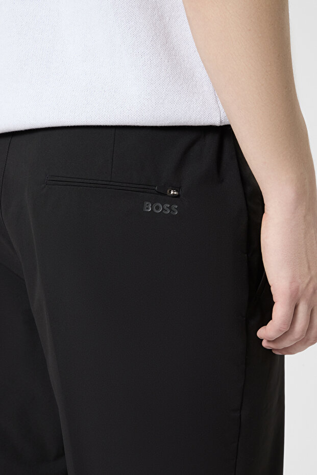 Erkek Slim Fit Düz Chino Bermuda Siyah Şort - 3