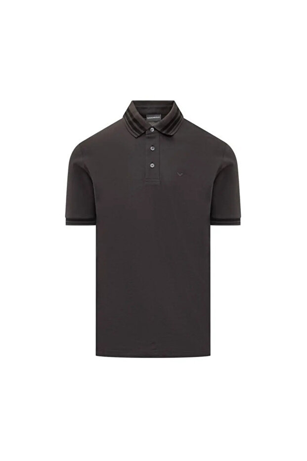 Men's Polo Collar Button Closure Short Sleeve Black Polo Collar T-Shirt