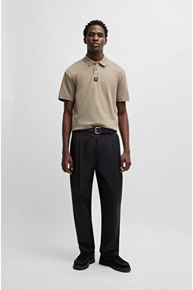 Erkek Dokuma Polo Yaka Kısa Kol Günlük Bej Polo Yaka T-Shirt - 3