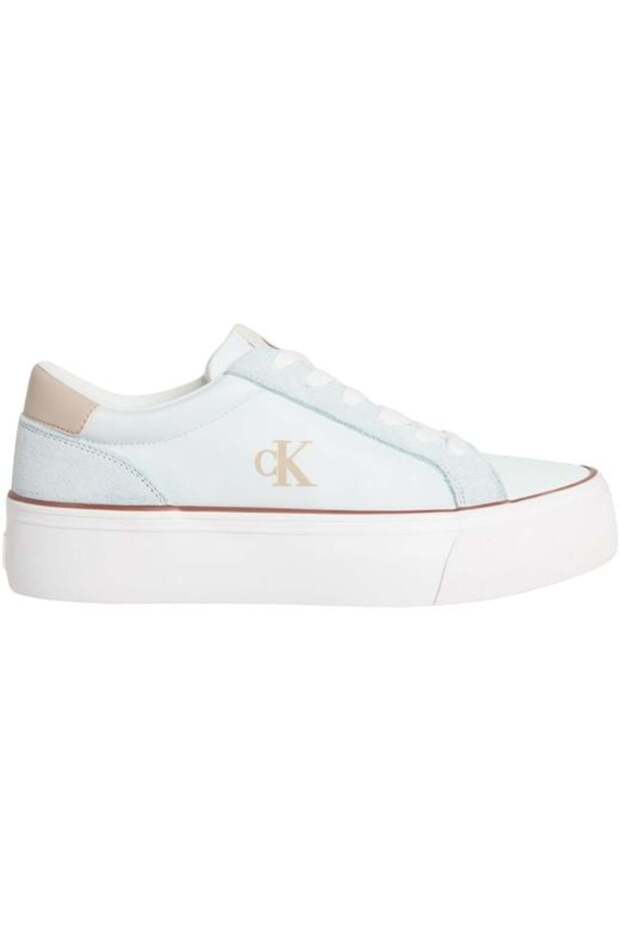 Women's Comfortable Medium Thick Sole Monogram Logo Patterned Blue Sneaker