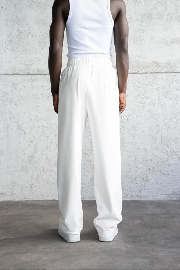 Relaxed Basic Baggy Sweatpants Ecru - 3