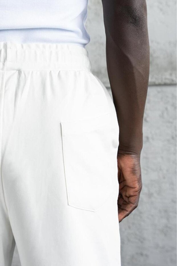 Relaxed Basic Baggy Sweatpants Ecru - 4