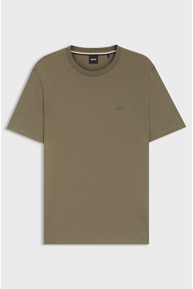 Erkek regular fit Kısa Kollu Düz Bisiklet Yaka Haki T-Shirt - 5