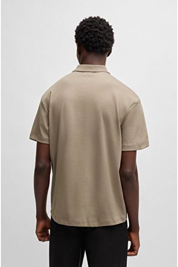 Erkek Dokuma Polo Yaka Kısa Kol Günlük Bej Polo Yaka T-Shirt - 2