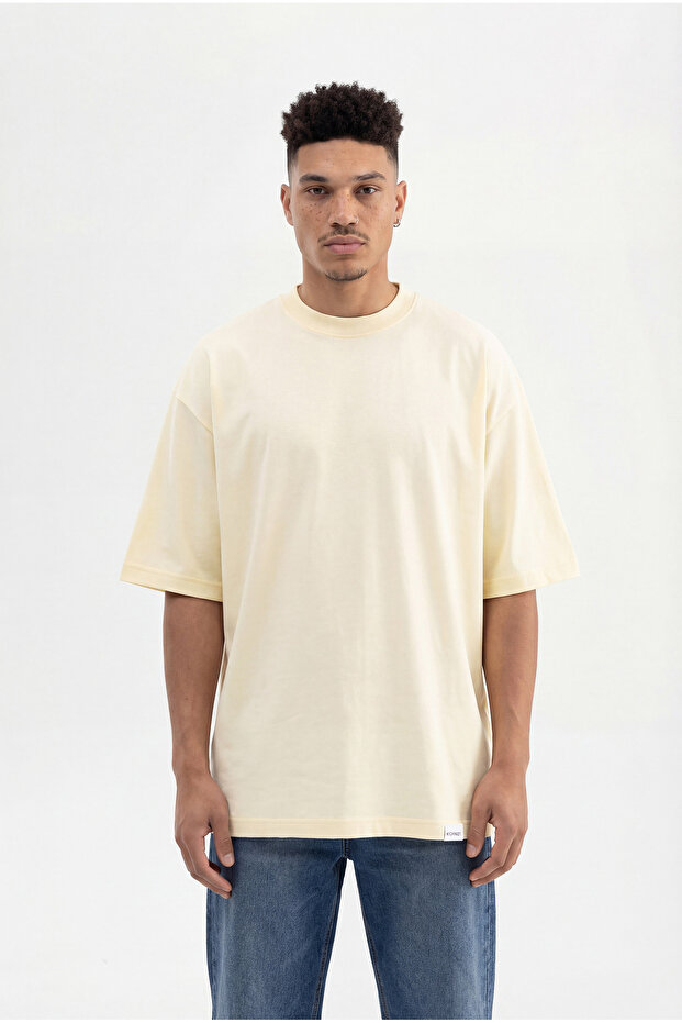Men's Basic Cotton Super Oversize T-Shirt Light Yellow