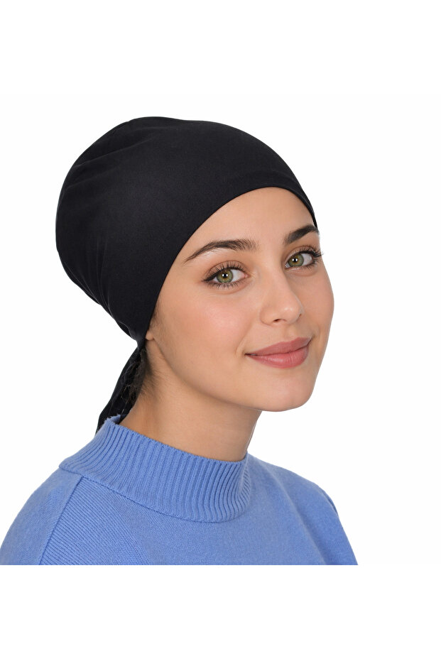 اللون الأسود سلس الحجاب بونيه
