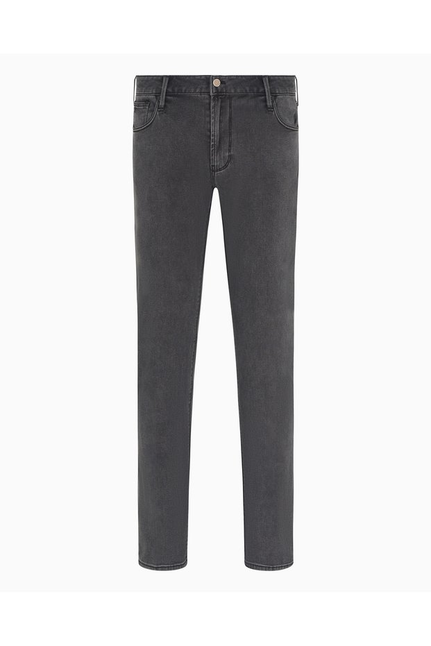 Men's Low Waist Slim Fit Skinny Leg Denim Gray Jeans
