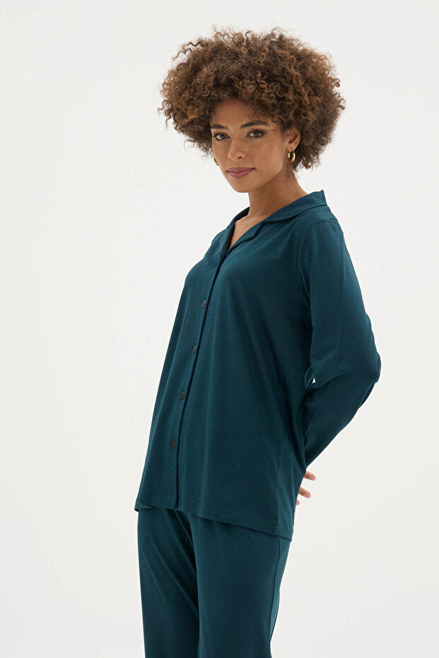 New Season Women's Apaj Collar Long Sleeve Pajama Set Special Design