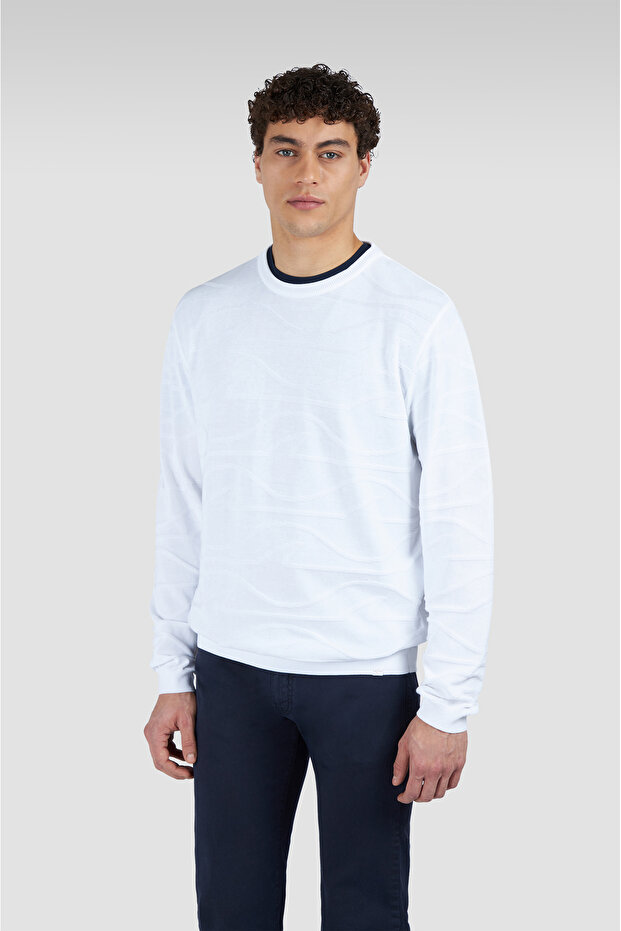 Men's Brand Logo Long Sleeve Casual White Sweatshirt