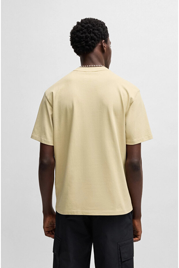 Erkek Marka Logolu Basic Bisiklet Yaka Kısa Kollu Bej T-Shirt - 2