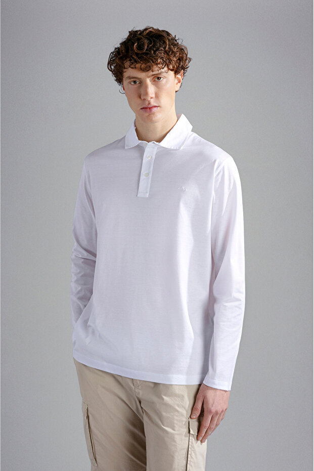 Men's Polo Collar Button Closure Short Sleeve White Polo Collar T-Shirt