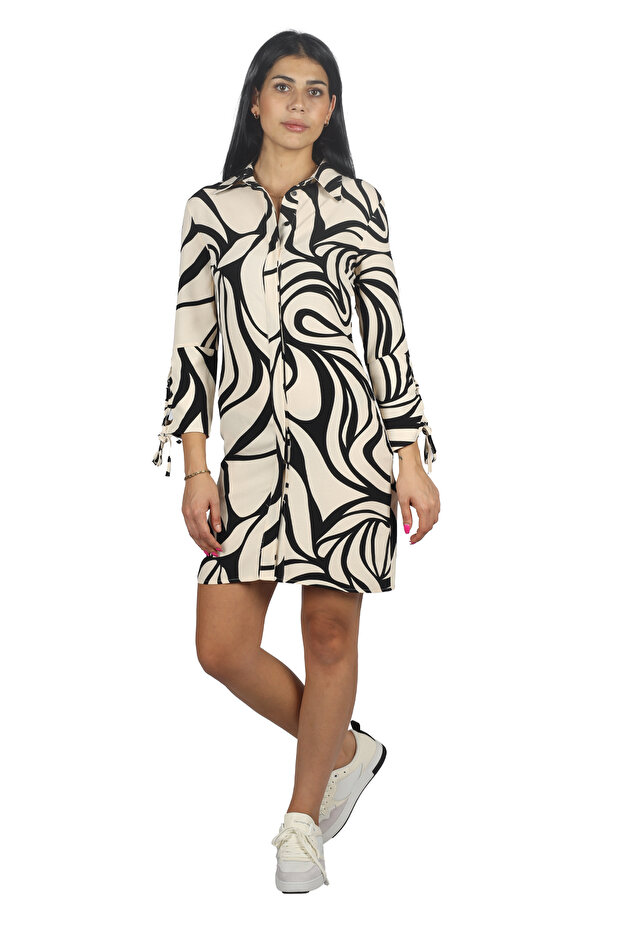 Rochie midi cu modele geometrie - 1