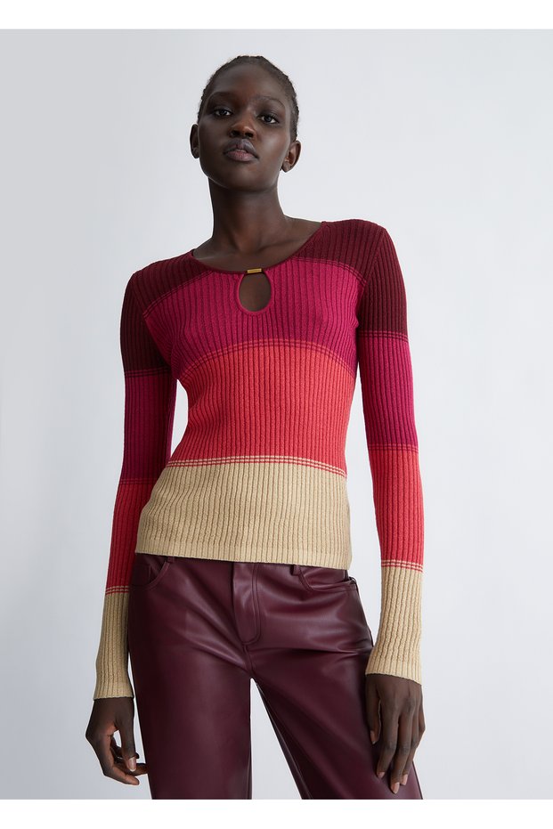 Women's Long Sleeve Regular Round Neck Sports Multi-Colored Sweater