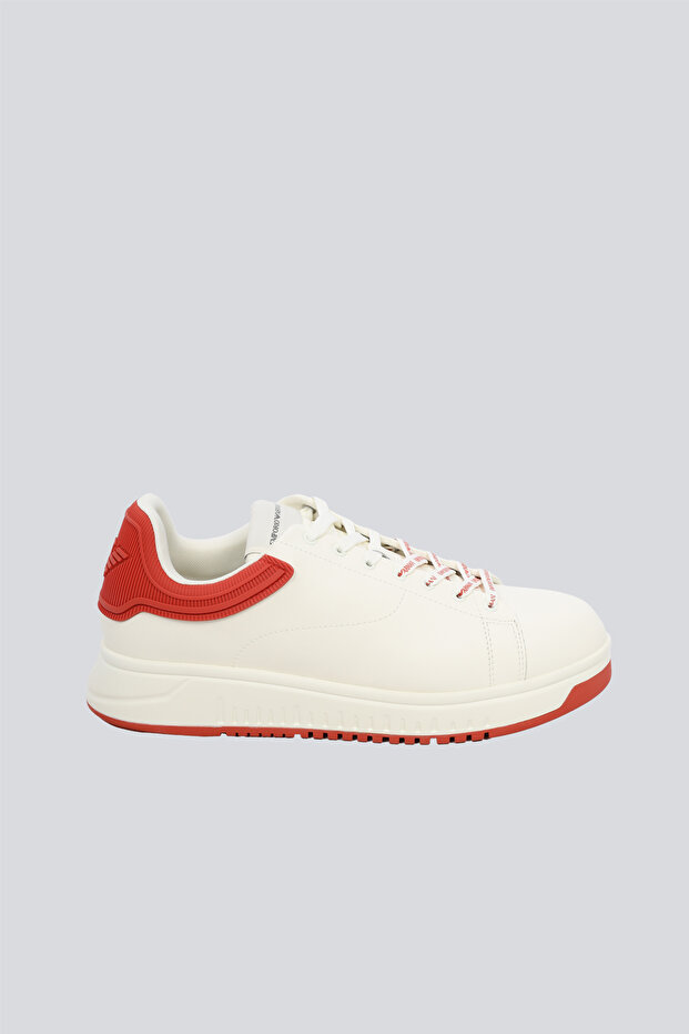 Men's 100% Leather Brand Logo Red Sneaker