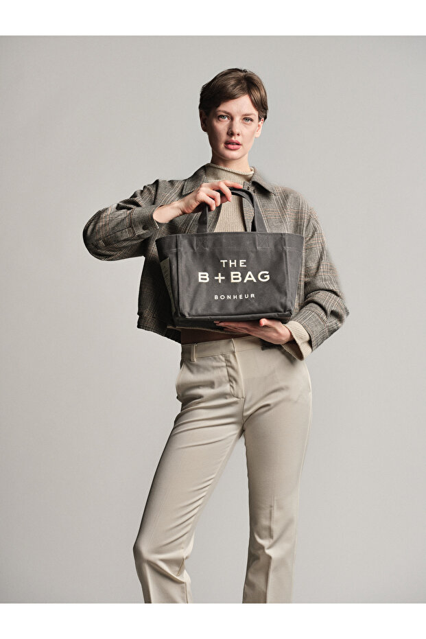 Canvas Ghost Gray Small Tote Bag - 6