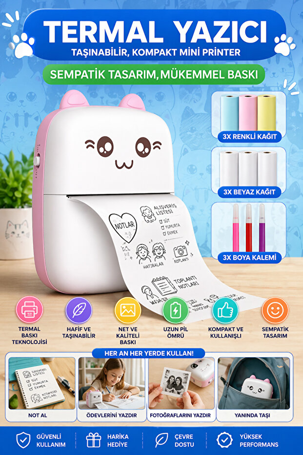 nextbuy Mini Fotoğraf Yazıcı Kablosuz Etiket Yazıcı Baskı Makinesi Ios Android Uyumlu Termal Printer