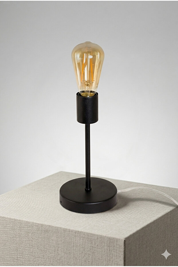 Retro Table Lamp Modern Lampshade Night Light Black