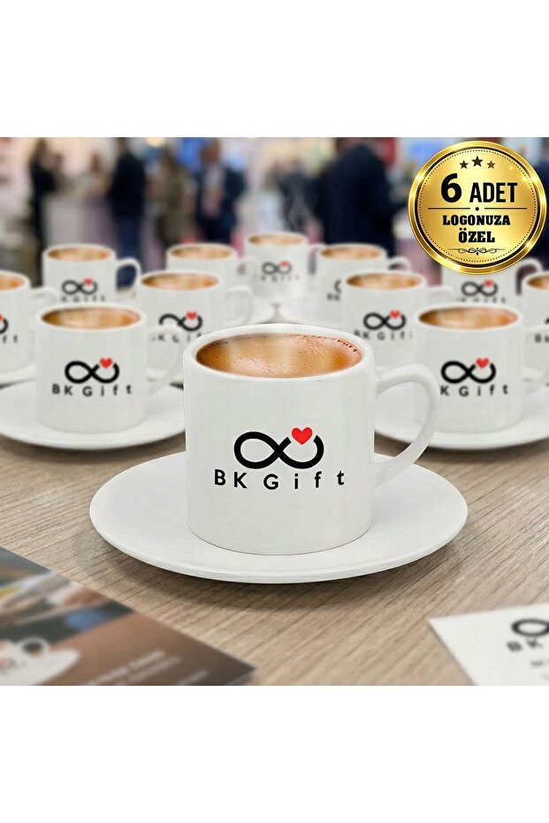 6 أكواب قهوة تركية مخصصة لشعارك - أكواب سيراميك مطبوعة على الوجهين