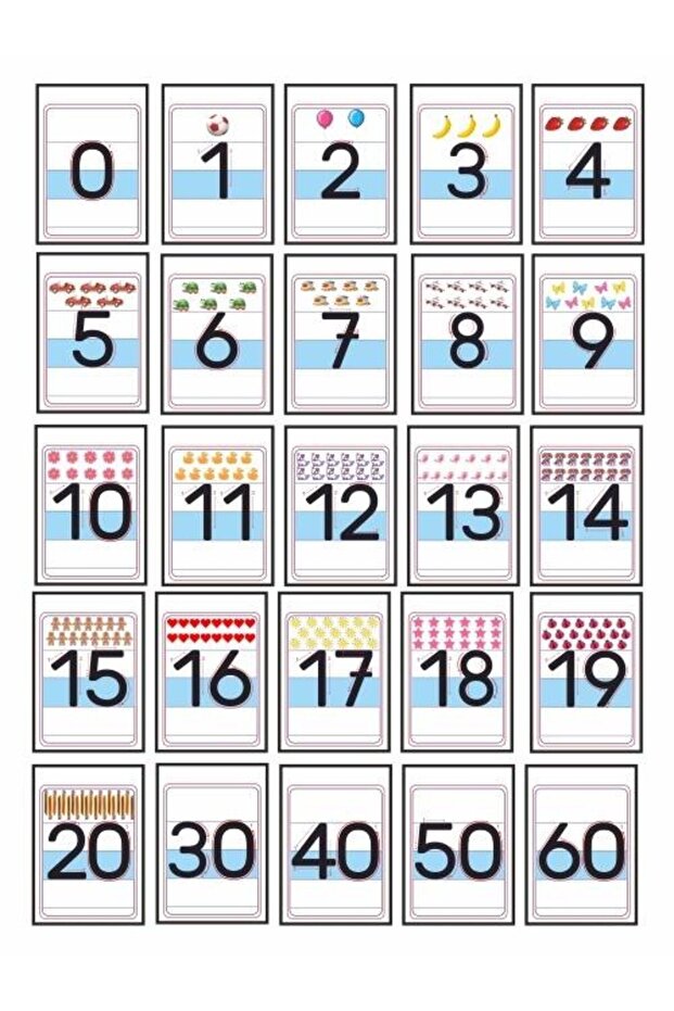 بطاقات أرقام عمودية وأساسية 25 قطعة