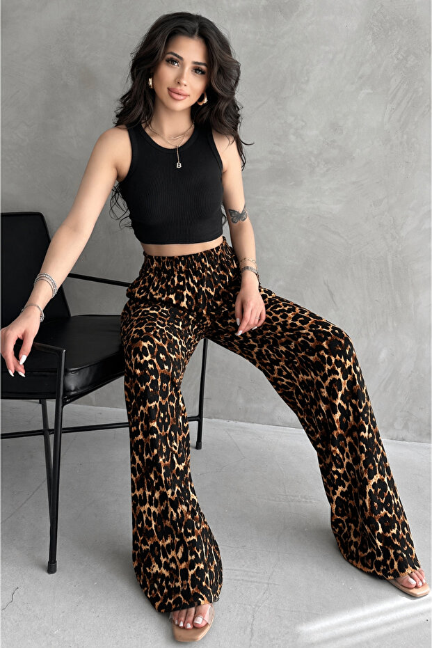 Elastic Waist, Pocket, Wrap Palazzo Pants Suit
