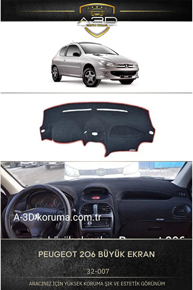 Peugeot 206 Large Screen Front Chest Panel Dashboard Protection Cover Mat Protector A3D 3D