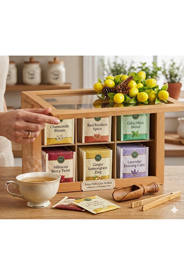 6 Compartment Tea Box with Lemon - 1