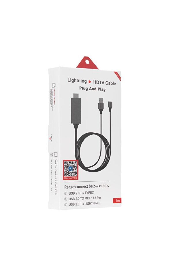 HY-XO54 نقل الصور أحمر-أسود USB-F إلى HDMI 1 متر كابل متوافق مع الهاتف المحمول