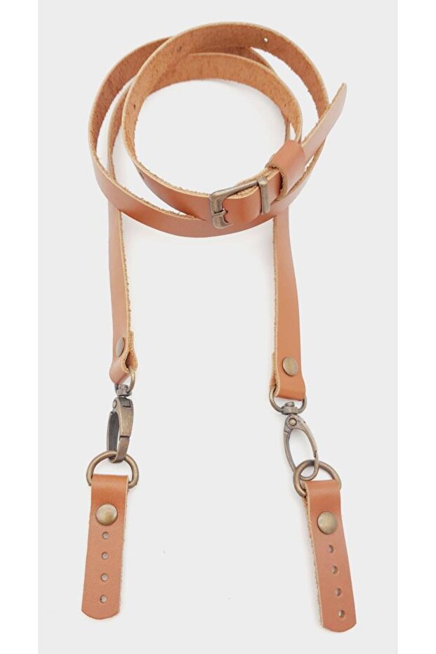 Bag Accessory 130X1.5 cm Tan Real Leather Antique Buckle Bag Handle