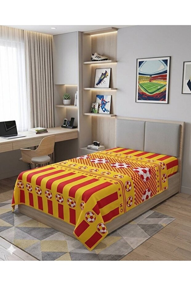 نمط المعجبين 150x240 سم. سرير فردي - أصفر-أحمر