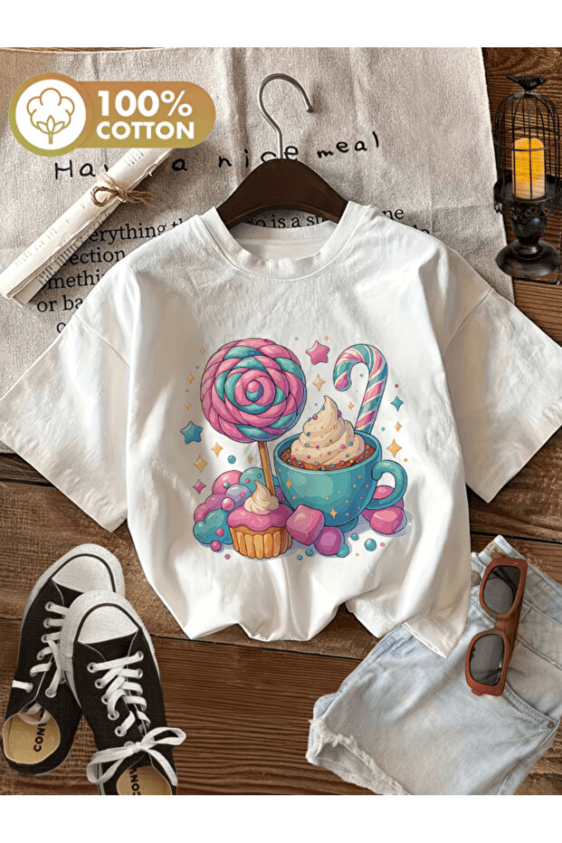 Candy and Sweet Printed Premium Oversize T-Shirt