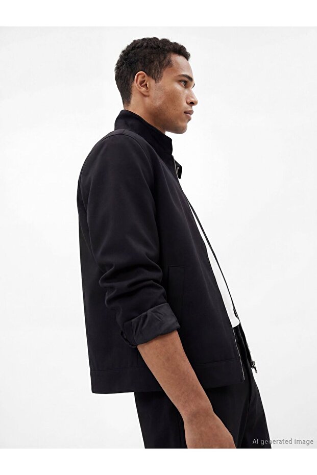 Lcw Vision Black Shirt Collar Men's Jacket