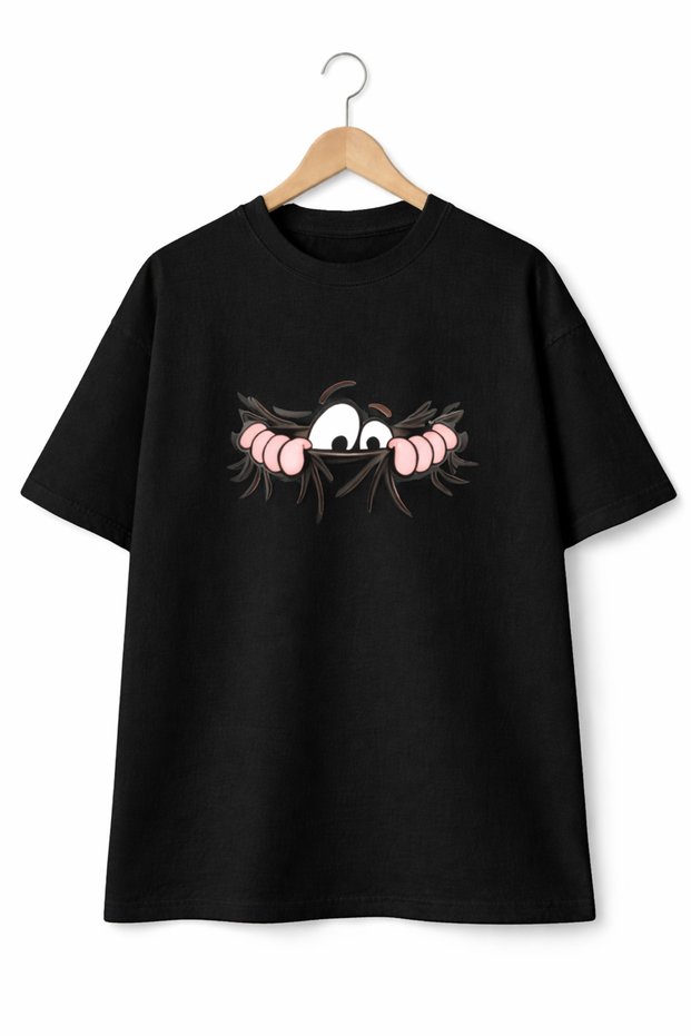 Unisex Oversize T-Shirt Eyes Printed 100% Cotton T-Shirt Comfortable Fit