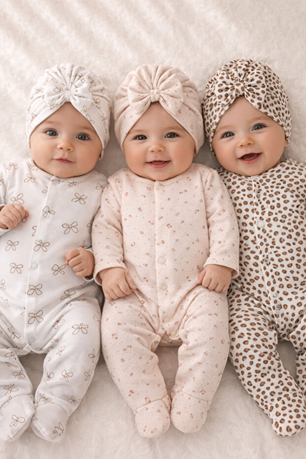 6 Piece Baby Girl Romper & Hat Set – 100% Cotton Newborn Combination (0-3 Months)