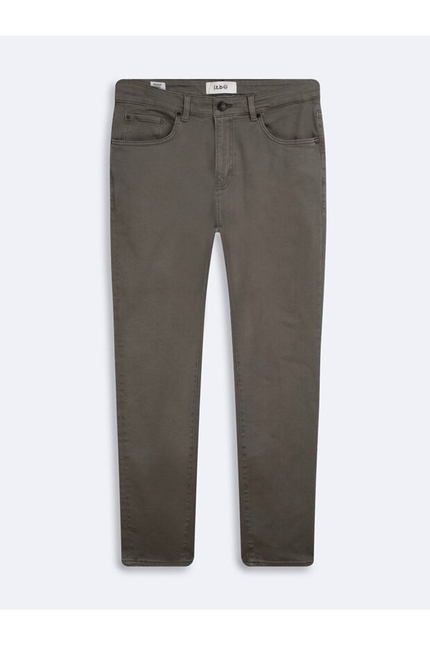 Renar Slim Leg Mid Waist Dark Gray Jean Trousers