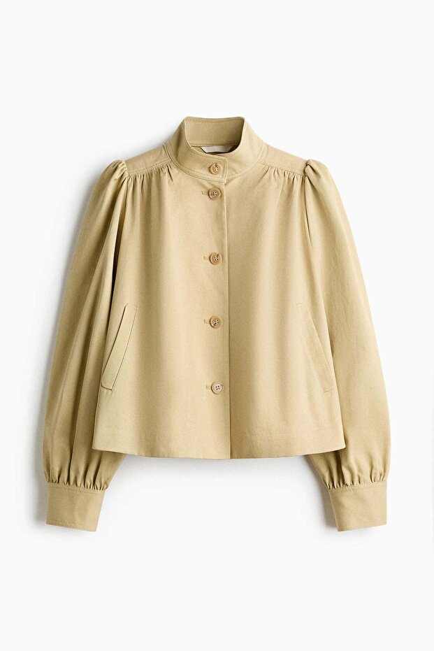 Puff-sleeved twill jacket - 4