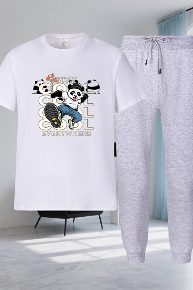 Cool Print Bottom Top Tracksuit Set Oversize Crew Neck